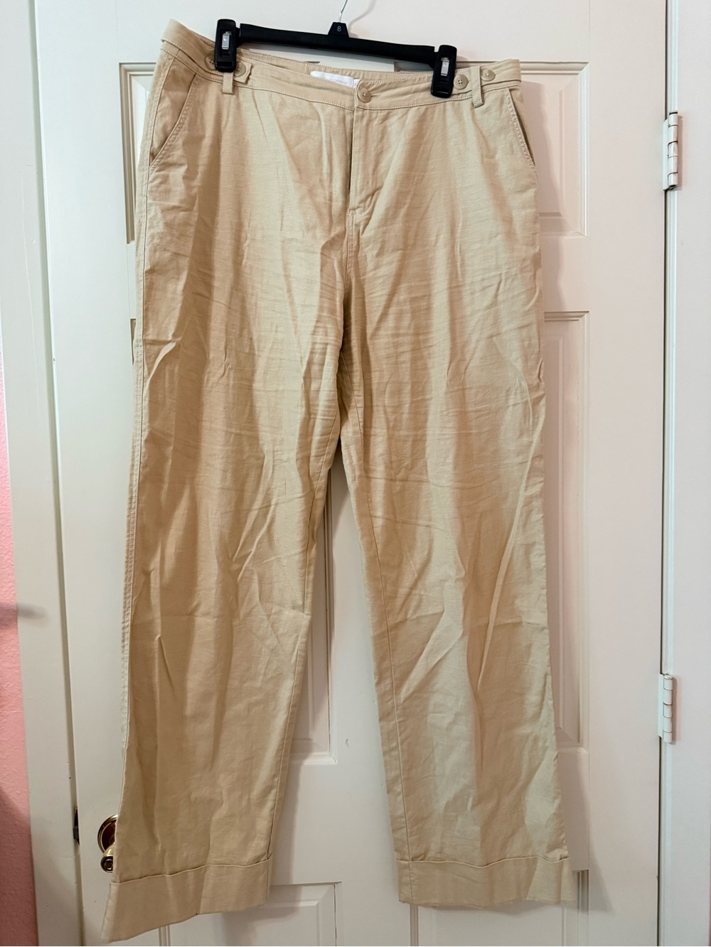 Jonathan Simkhai Beige Straight-Leg Women's Pants